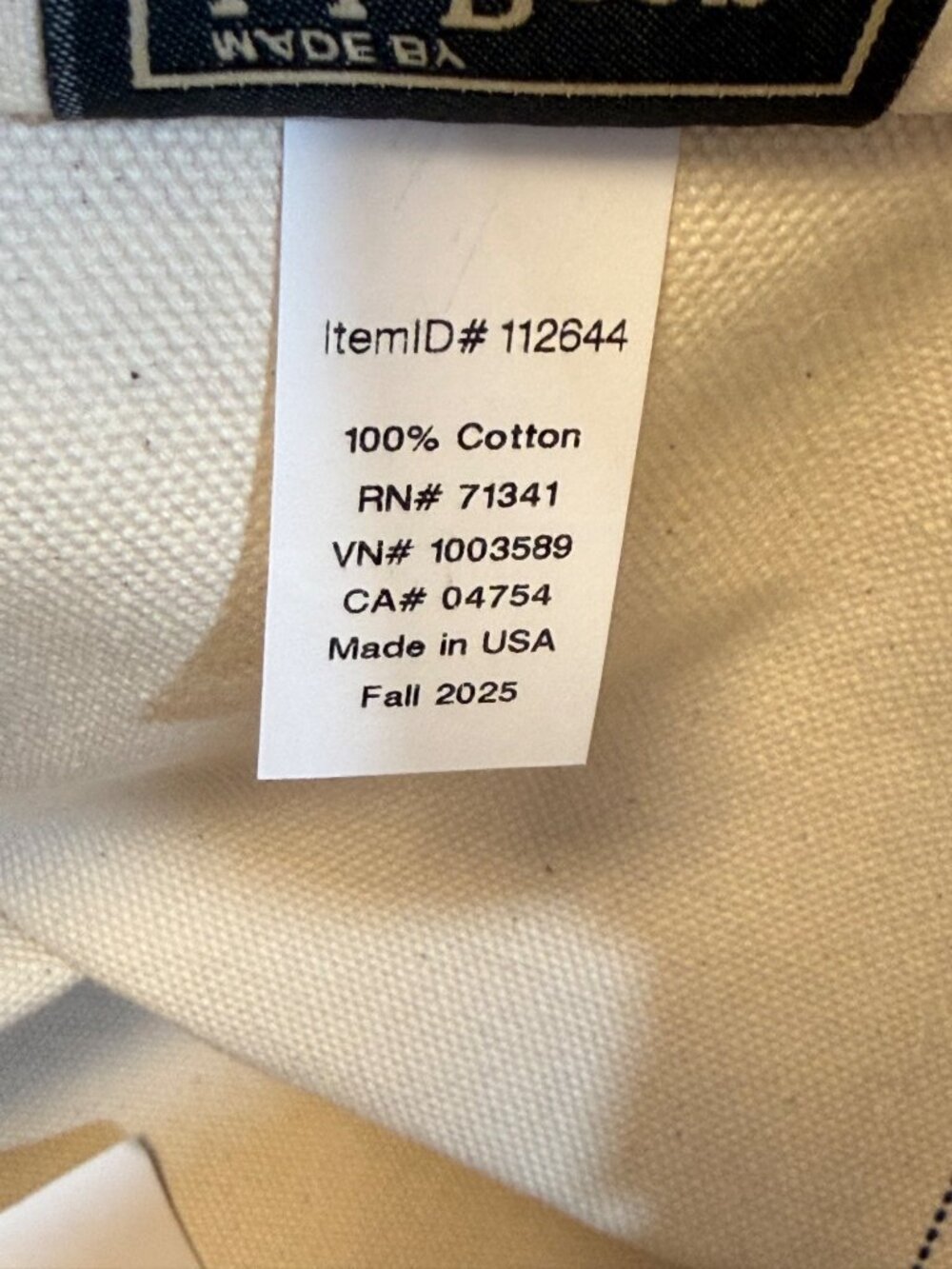 L.L. Bean Boat & Tote Bag Open Top Long Handle MOTHER Natural Color - Picture 6 of 8